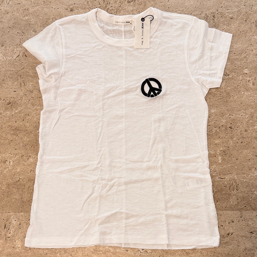 Rag and bone White / beige Peace Sign T-Shirt